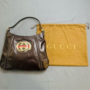 GUCCI New Britt Large Brown Rich Leather Hobo Bag Beautiful New Authentic
